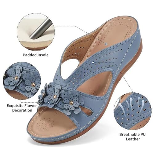 Womens Sandals Dressy Summer Hollow Out Orthopedic Sandals Casual Arch Support Slip On Low Heels Slippers2