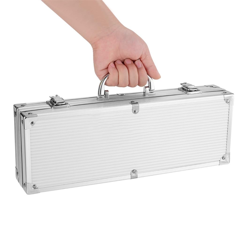 Juego de 27 Herramientas para Barbacoa al Aire Libre, con Embalaje en Caja de Aluminio.