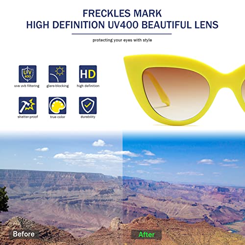Freckles Mark Vintage Retro Cateye Sunglasses for Women Bold Colorful Cat Eye UV400 Protection4