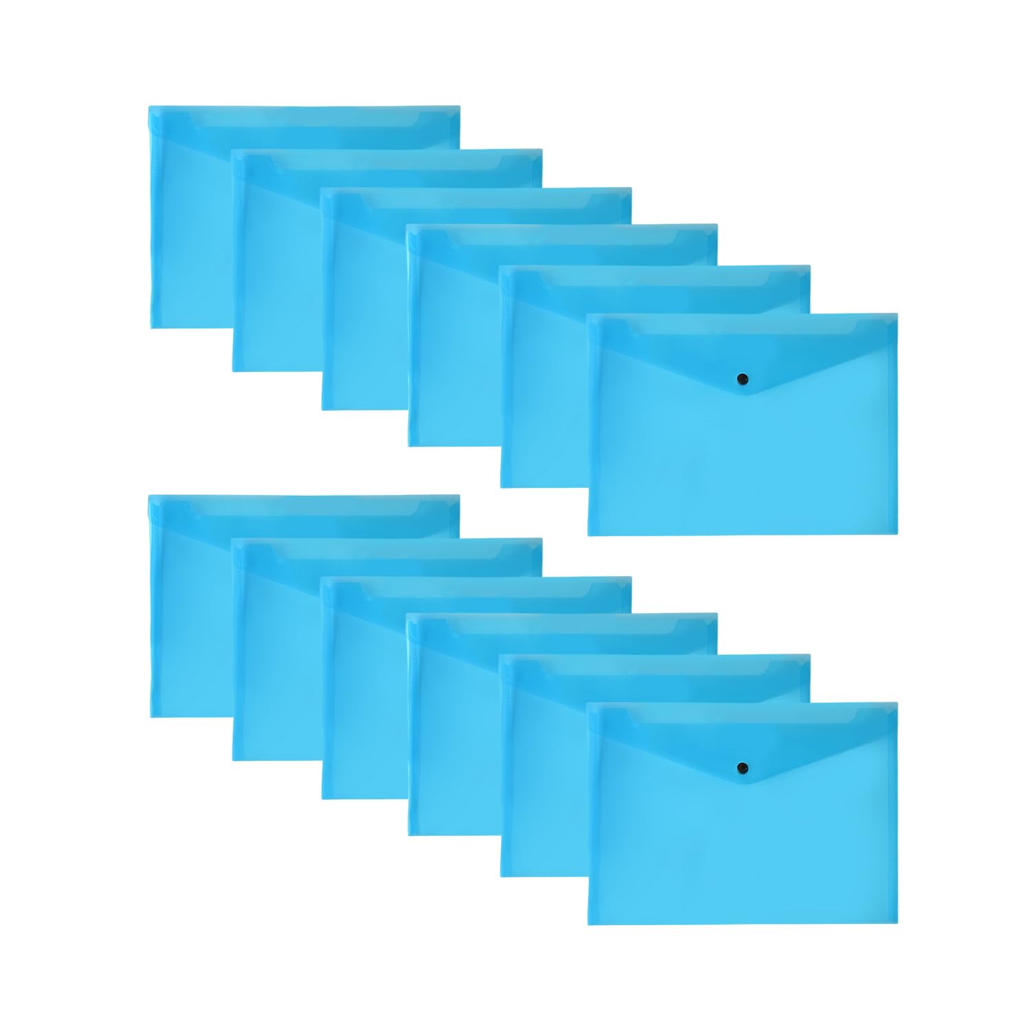 Pack of 12 Janrax A4 Blue Document Wallets - Button Stud Folder