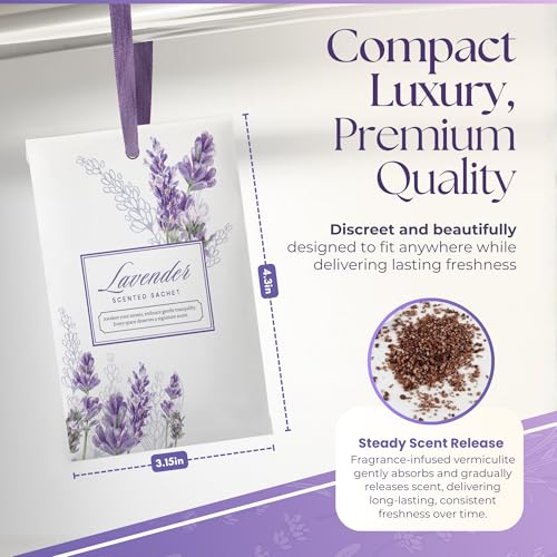 Image of 15 Pack Sachets for Drawers and Closets, Scented Sachets for Drawers, Closet Freshener Sachet for Drawers to Refresh Any Space, Sachet Bags, Scented Drawer Fresheners for Dresser, Lavender