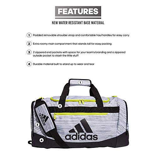 adidas Defender 4 Medium Duffel Bag, Looper White/Black/Acid Yellow