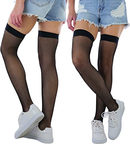 Image of ToBeInStyle Women's Diamond Large and Fine Fence Net Fishnet Nylon Thigh High
