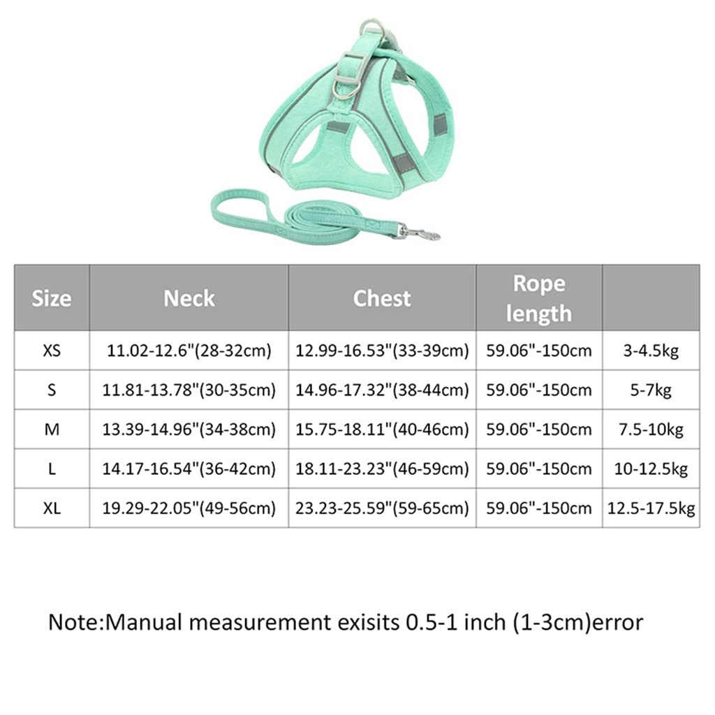 Pet Dog Chest Harness and Leash Set Breathable Adjustable Dog Harness Suitable for Small and Medium-Sized Puppies Vest (B L)