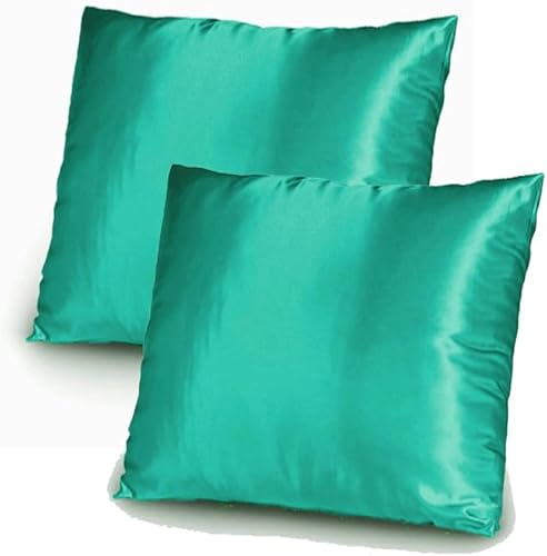 Miniatura 8 de TAOSON Funda de cojín de satén suave y sedoso, funda de almohada, almohada para sofá, con cierre de cremallera oculta, solo funda de 24 x 24