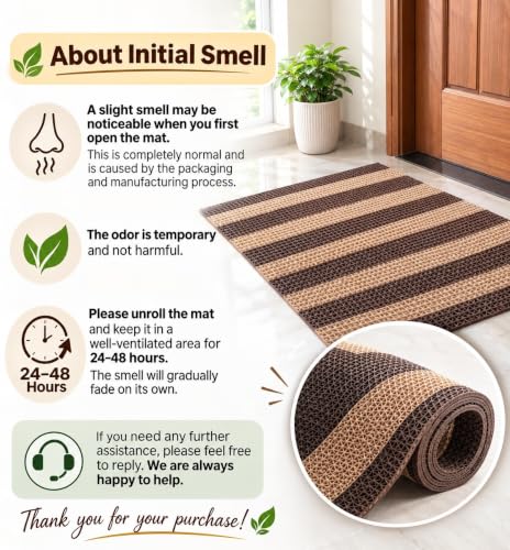 Image of TIB Anti Skid Waterproof PVC Rubber Mat for Bathroom, Floor, Swimming Pool, Shower, Entrance & Rainy Areas | Multipurpose Dual Colour Floor Mat,2x3 Feet,Beige & Coffee