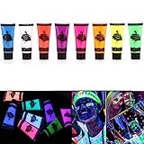 【Colores ricos】El paquete incluye azul, blanco, rojo, morado, rosa, naranja, amarillo, verde. La exposición a los rayos UV durante más de 30 minutos puede aumentar el brillo de los cosméticos. El efecto fluorescente es más fuerte en un ambiente oscuro.