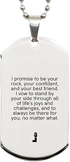 by Your Side, Through It All - Wedding Vow for her Eternal Love Vows for Bride Groom Vow Card Silver Dog Tag