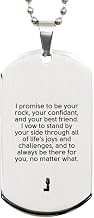 by Your Side, Through It All - Wedding Vow for her Eternal Love Vows for Bride Groom Vow Card Silver Dog Tag