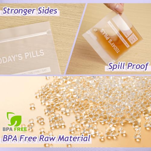 Image of Pill Bags for Travel 120 Pcs, Clear Pill Pouches with Storage Organizer Case, Marker and Pill Remover - Resealable Pill Pockets for Daily and Travel Medication Management