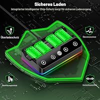 HELLCOOL 4 Stück 6200mWh Akku für Xbox One/Series X&S Controller, Xbox Controller Ladestation mit Cooles RGB Licht/LED Ladeanzeigen, Akku Kompatibel mit Xbox Series X/S, Xbox One S/X/Elite Controller – Ansicht 4