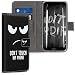 Produktbild kwmobile Huawei Y5 / Y5 Prime (2018) Hülle - Kunstleder Wallet Case für Huawei Y5 / Y5 Prime (2018) mit Kartenfächern und Stand - Don't Touch My Phone Design Weiß Schwarz