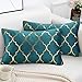 Verde Azulado Funda de Cojines 30x50cm Cojines Geométrico Decorativo para sofá Fundas de Cojín Oblongas de Terciopelo de 30 x 50 cm para Sillón, Dormitorio, Sala de Estar, Terraza, Juego de 2