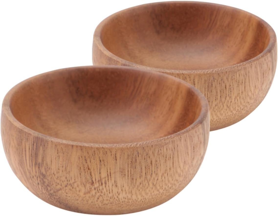 2pcs Wooden Serving Tray and Salad Mixing Bowl Set, Rustic Natural Wood Grain Smooth Finish, Versatile Wooden Plate Chargers for Home and Hotel Kitchens