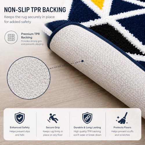 Image of Roseate Mosaic Anti Skid (50x80 cm) Microfiber 2000 GSM Bath Mat for Bathroom /Bedroom /Door Mat /Floor Mat (Blue) Pack of 2