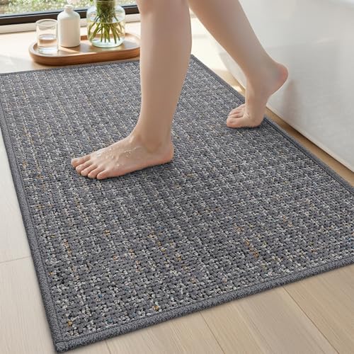 Tapis salle de bain absorbant séchage rapide DEXI gris mince - 2