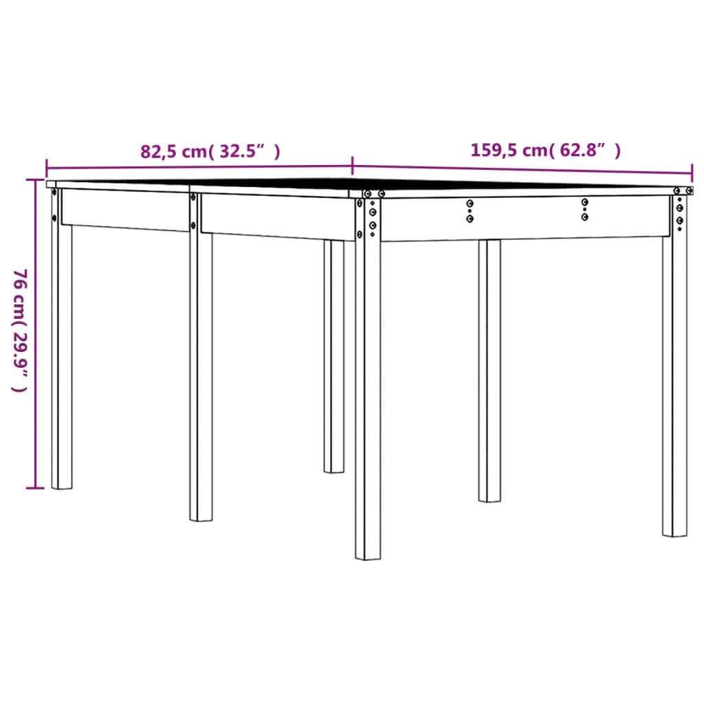 vidaXL Mesa de jardín Madera Maciza Douglas 159,5x82,5x76 cm, Mesa de Exterior, Mesa de terraza, Muebles de Exterior, Mesa de Patio, Muebles de jardín