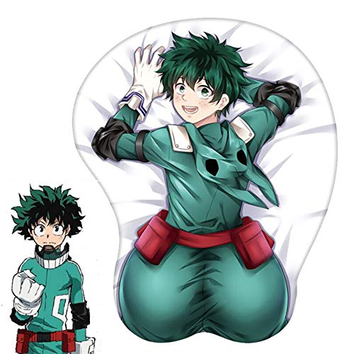 LNIUB Cool Anime Cosplay Mouse Mat Pad My Boku no Hero Academia Todoroki Shoto BL 3D Buttock Gaming Mousepad Male Wrist Rest Gift (Green, 1 PCS)