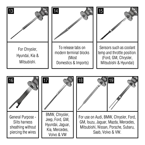 Image of Powerbuilt Master Terminal Tool Kit, 19 Piece, Release and Remove from Electrical Connectors, Prevent Damage to Sensors, Wire Harnesses - 641448