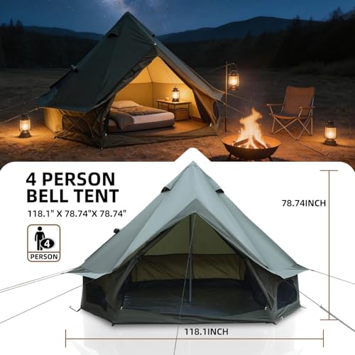 Carpa Bell Tent con Chimenea, 4 Temporadas para 4 Personas miniatura 2