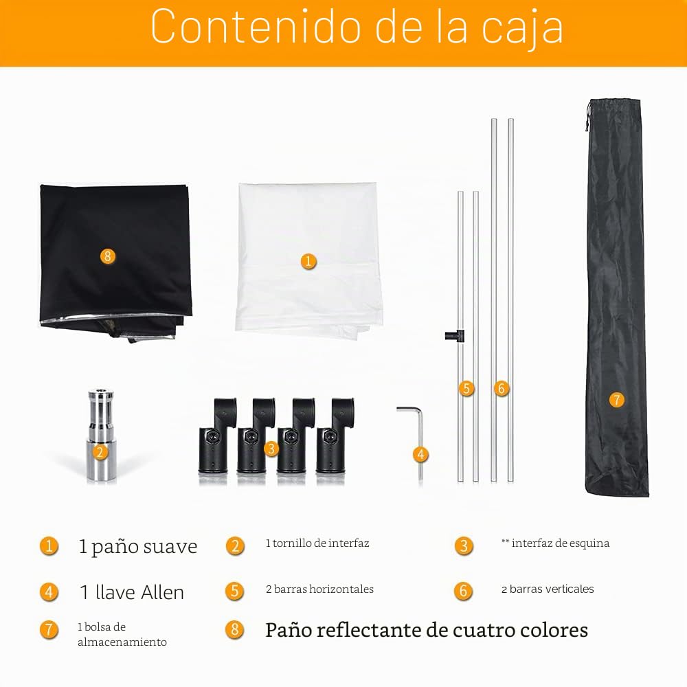 AMBITFUL 60 x 90 cm, Sun Scrim grande 5 en 1 Black Silver Gold White Difusor Reflector Aluminio Alloy Frame for Photography