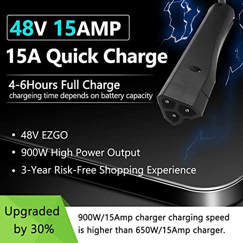 Ebusin 48 Volt Battery Charger (Lead-Acid) For Ezgo Rxv&Txt,900W-15 Ampwith Trickle Charge,4-6 Hours Full Charge,Smart 15 Amp Charger,15 Amp Ezgo Battery Charger #TOP1