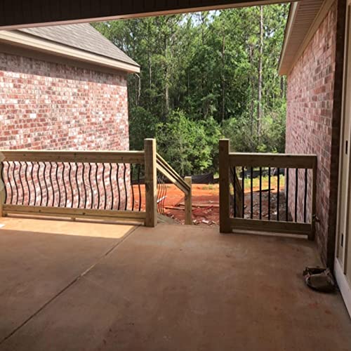 Votzt Deck Balusters, 51 Pack Metal Deck Spindles, 32.25"X1" Staircase Baluster With Screws,Balusters Iron Deck Spindles， Wave Arc Baluster For Outdoor Stair Deck Porch #TOP5