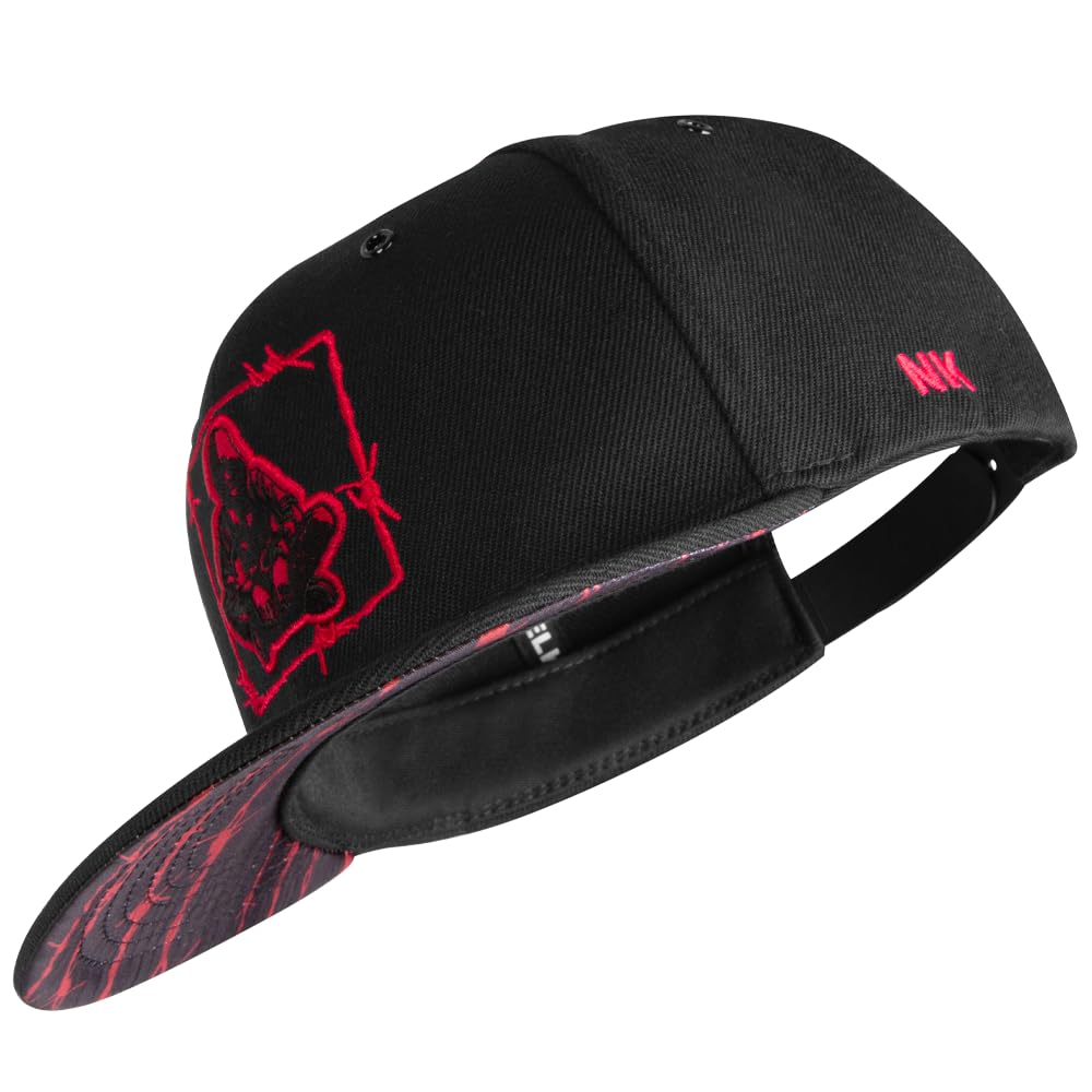 Nebelkind Casquette Snapback-Hommes Femmes Barbed Wire 2 Noir Rouge, Taille Unique onesize, Taille réglable, Unisexe, Style Streetwear, Casquette de Baseball avec visière Droite, Retro