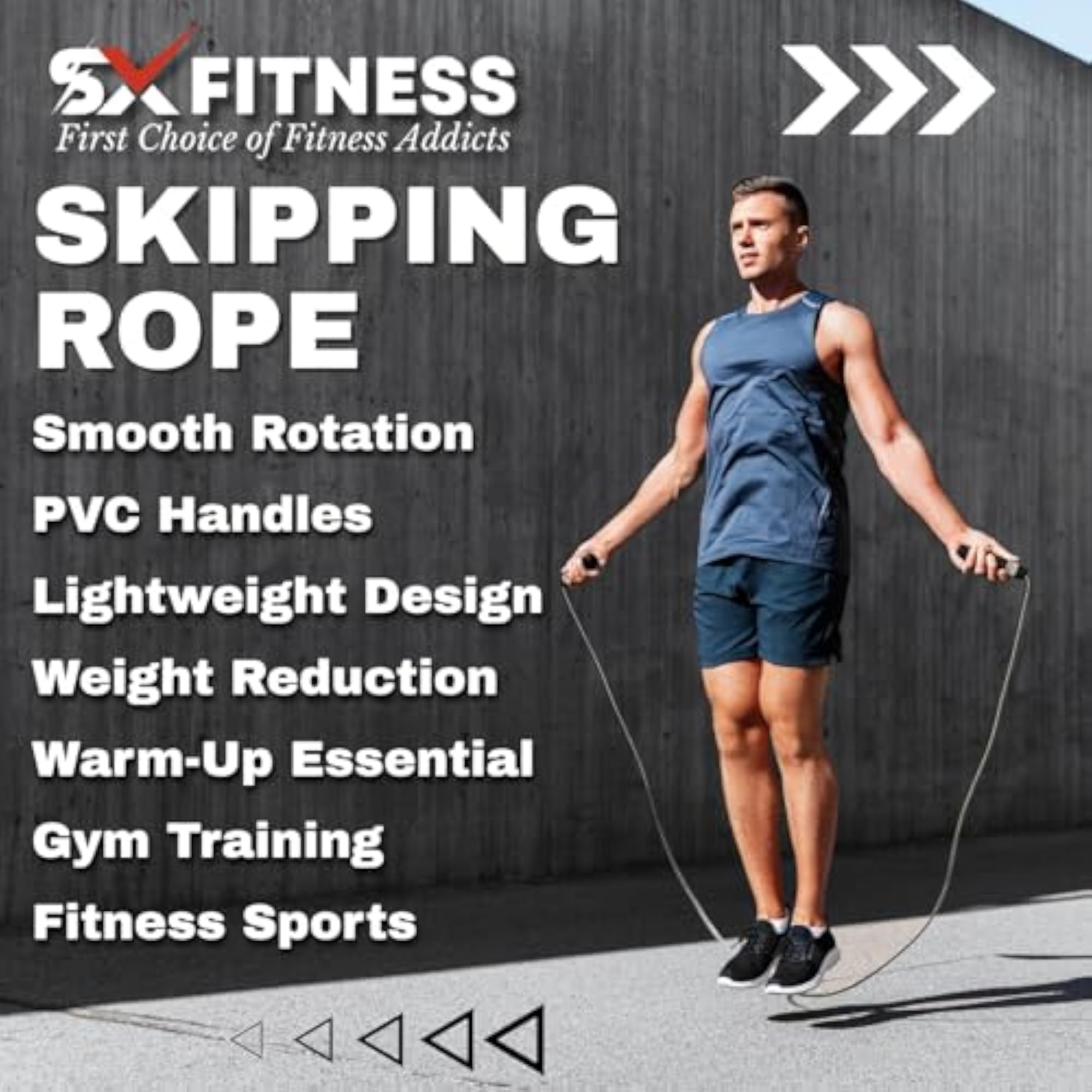 Standard Jumping Skipping Rope with Comfortable PVC Blue Handle