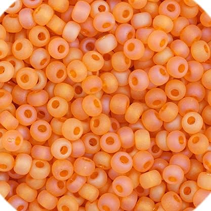 Czech Glass Seed Beads 11/0 (2.1mm Diameter) Transparent Light Orange Matte AB DIY Jewelry Making Beadss - 250g Bulk Bag by Preciosa (Jablonex)