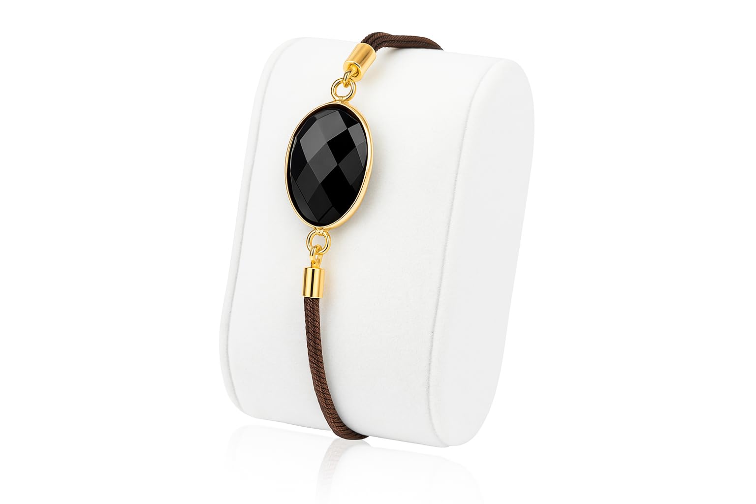 Bracelet elegant femme cordon ajustable avec pierre véritable taillée