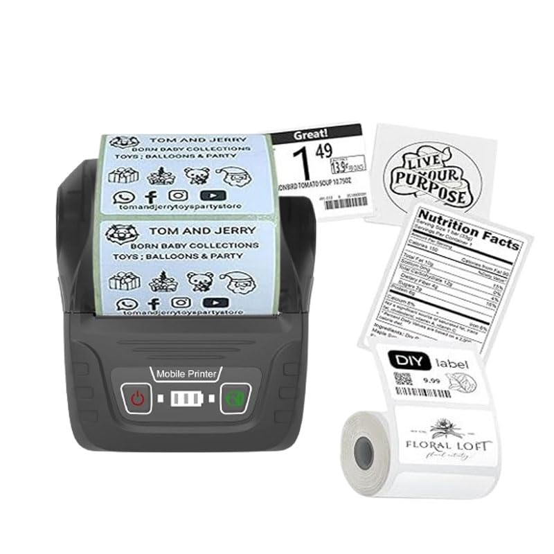 F2C 58mm Thermal Portable Mini Wireless Bluetooth Receipt + Label Printer (2 in 1) with 2600mAh Rechargeable Battery - Compatible with Windows and Android (B0D9QCHDVY) Amazon Price History, Amazon Price Tracker