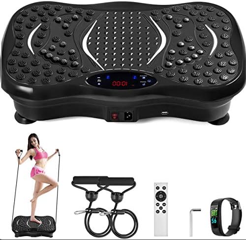 Loveshare Vibration Plate Platform Sliver Full Body Exercise 350Lbs LCD 3 Levels Massage Remote Bluetooth USB Music Intelligent Watch Fitness Machine