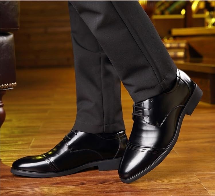 Mens Elevator Dress Shoes Formal Business Leather Oxford Shoes Height Increasing Comfort Lace-Up Classic Wedding Work2