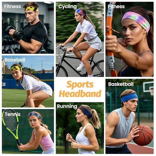 Image of Headbands for Women - 6 Pack Wide Elastic Hair Bands | Stretchy Sweatbands Hair Bands | Soft Sports Thin Head Bands | Non-Slip Accessories Bands for Fashion, Washing Face, Workouts, Yoga, Daily Use