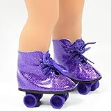 Purple Glitter Roller Skates for 18 Inch Dolls - Roller Skates for American Girl Dolls - The Cutest Doll Shoes and Doll Accessories