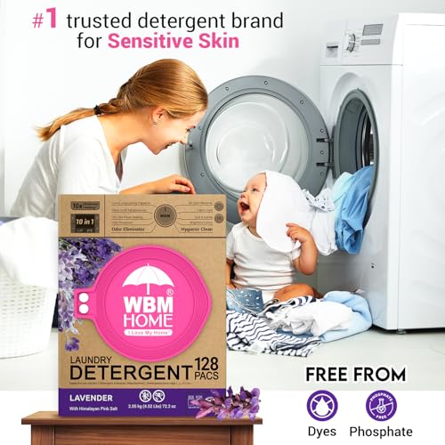 Image of WBM 10-in-1 Laundry Detergent Pods, Fabric Softener with Lavender Extracts, High-Efficiency Laundry Pods with Powerful Stain Lifter Technology - 128 Count Bag