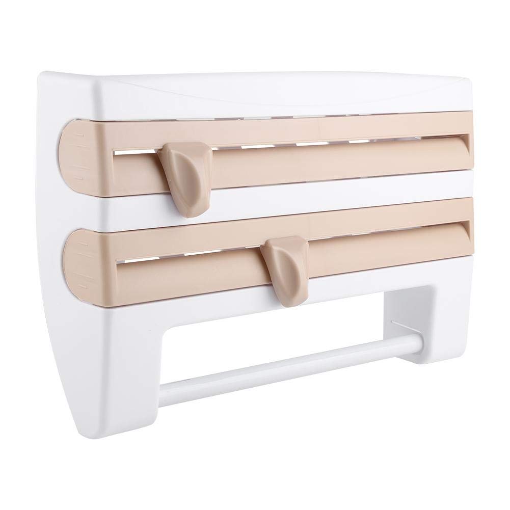 Porta pellicola trasparente da cucina, montaggio a parete, con design ergonomico, per la casa e la cucina, 39 x 10 x 24 cm (cachi)