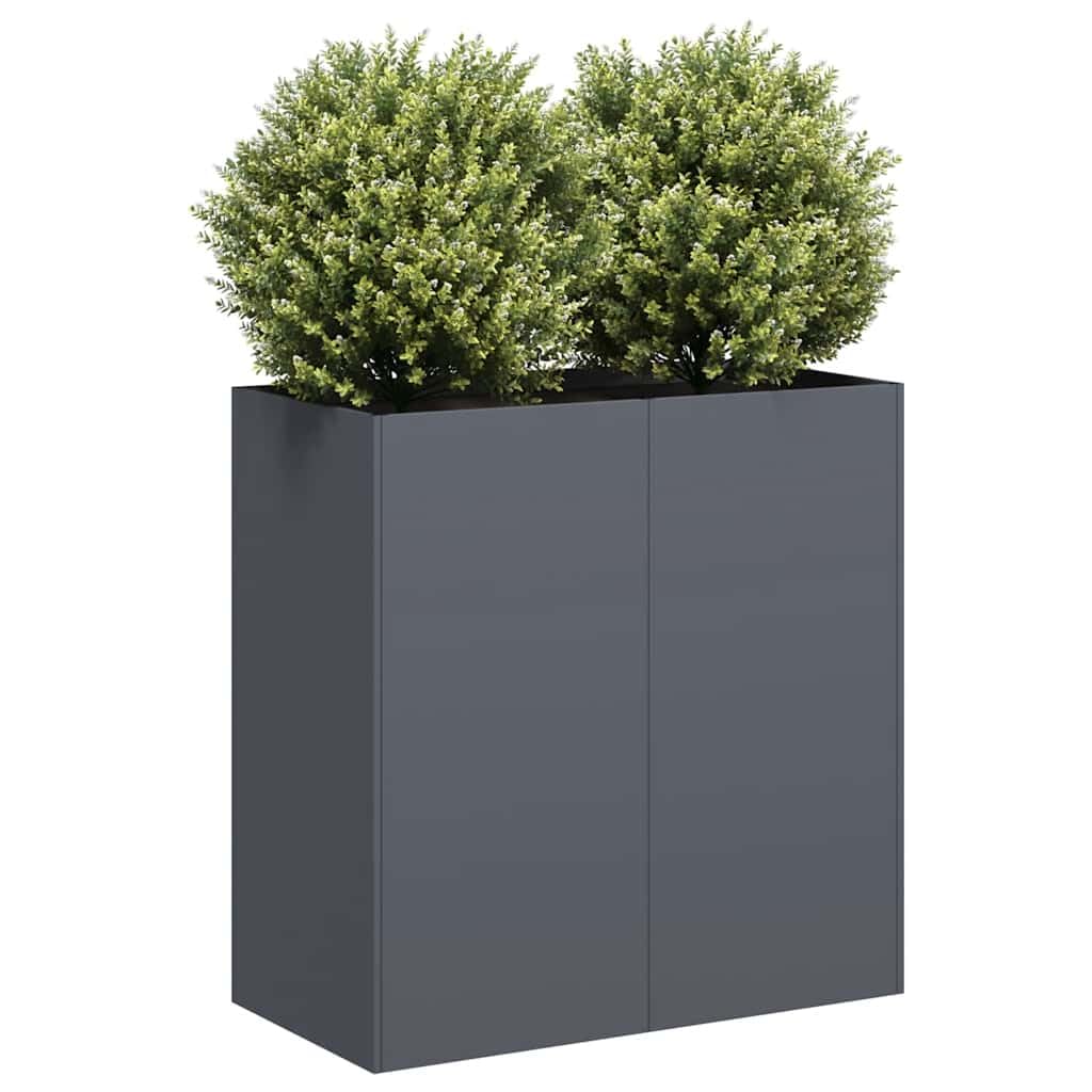 IKAYAA Raised Garden Bed Galvanised planter Bottomless Galvanised Steel Planter Box for Growing Outdoor Plants, Vegetables-anthracite-80 x 40 x 80 cm