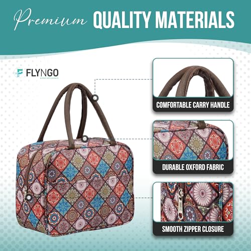Image of FLYNGO Large Insulated Lunch Bag for Office, School, Women, Men, Tiffin Pouch Bag, Hot & Cold Lunch Box Bags for Boys, and Girls (Brown Mandala)