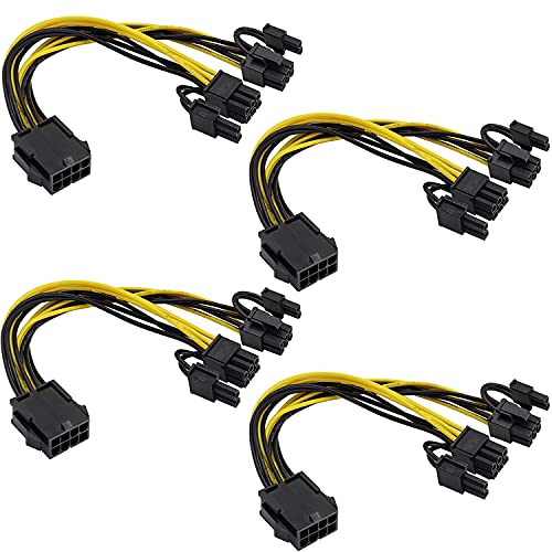 【4本】GPU VGA PCIe8ピンメスからデュアル2X8ピン（6 + 2）オスPCI Express電源アダプターYスプリッター延長ケーブル11.8インチ 20cm (GPU8 Pin→2X8pin) 4