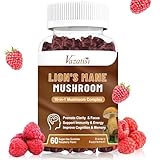Organic Mushroom Gummies, 10 Mushroom Complex 3300MG - Lions Mane Supplement with Shitake, Reishi, Turkey Tail, Chaga - Mushroom Supplement for Memory & Focus - Immune Booster - 60 Raspberry Gummies