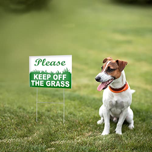 4 Pc Keep Off The Grass Signs With Stake - 6X9 Coroplast Double Sided No Parking On Grass Sign - Stay Off Grass Signs For Yard - Do Not Walk On Grass 1 #TOP6