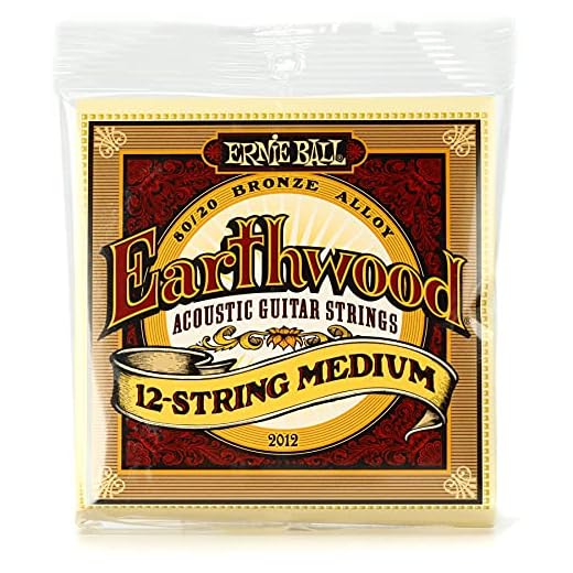 Ernie Ball Earthwood Medium - Cuerdas para guitarra acústica de 12 cuerdas, bronce 80/20, calibre 11-28