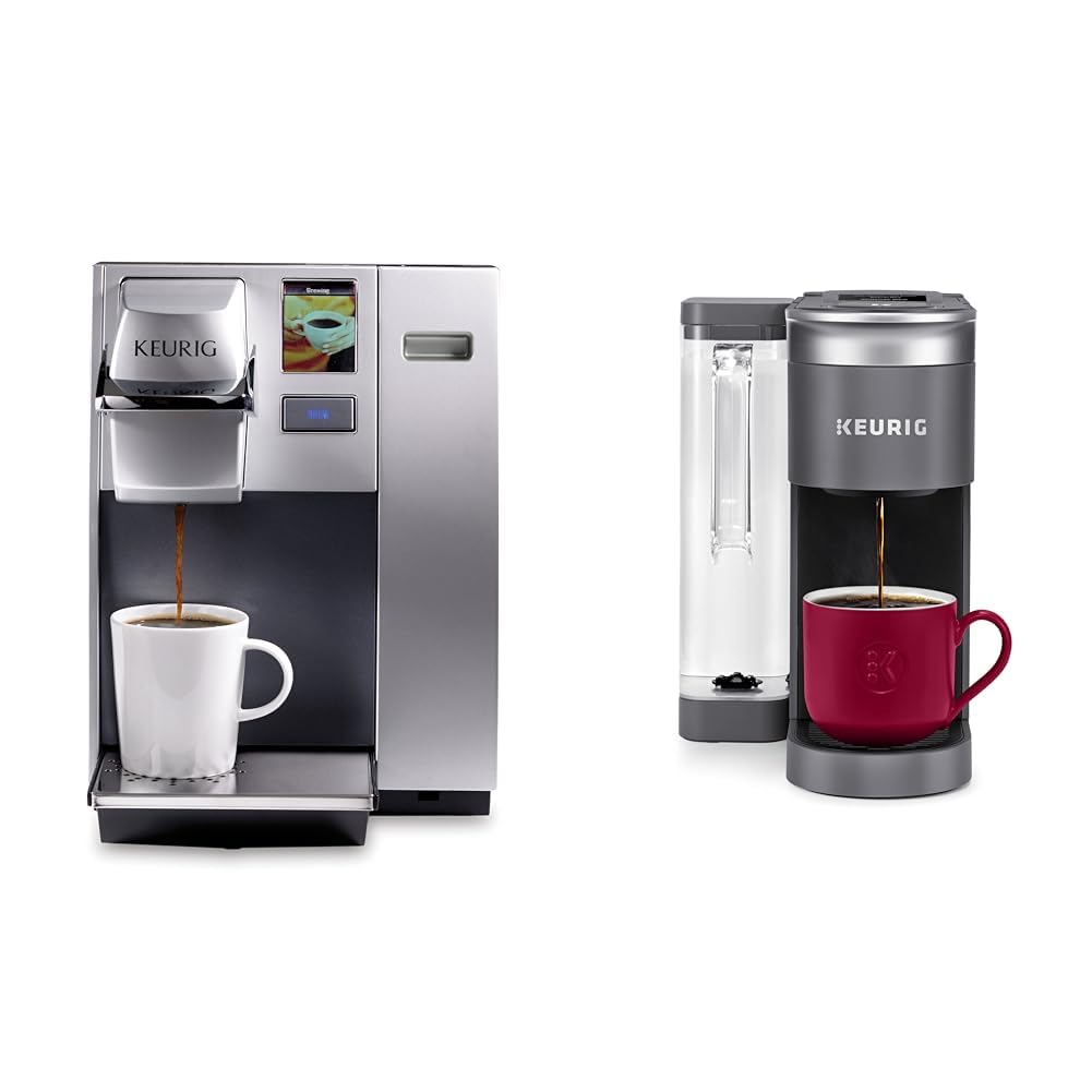 KeurigK155 Office Pro Single Cup Commercial K-Cup Pod Coffee Maker, Silver & K-Supreme SMART Coffee Maker, MultiStream Technology, Brews 6-12oz Cup Sizes, Gray