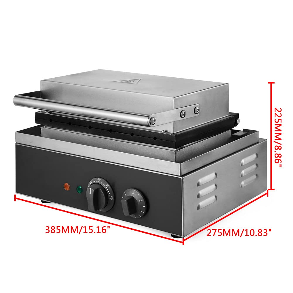 Gofrera con 6 gofres con placas antiadherentes, máquina para hacer gofres con temperatura y regulador de tiempo, 1500 W