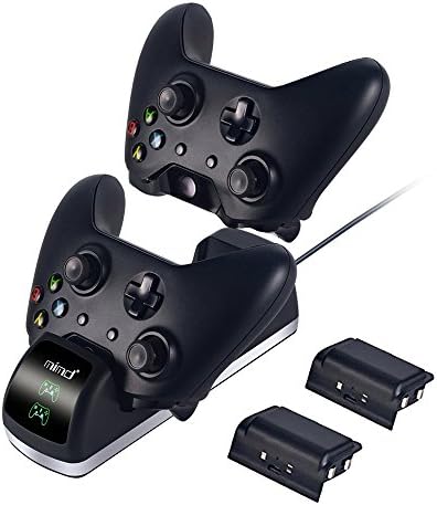 Puning Xbox One Controller Charger with LED Indicator, Dual Docking/Charging Station with 2 x 1200mAh Rechargeable Battery Packs for Xbox One/Xbox One X/S