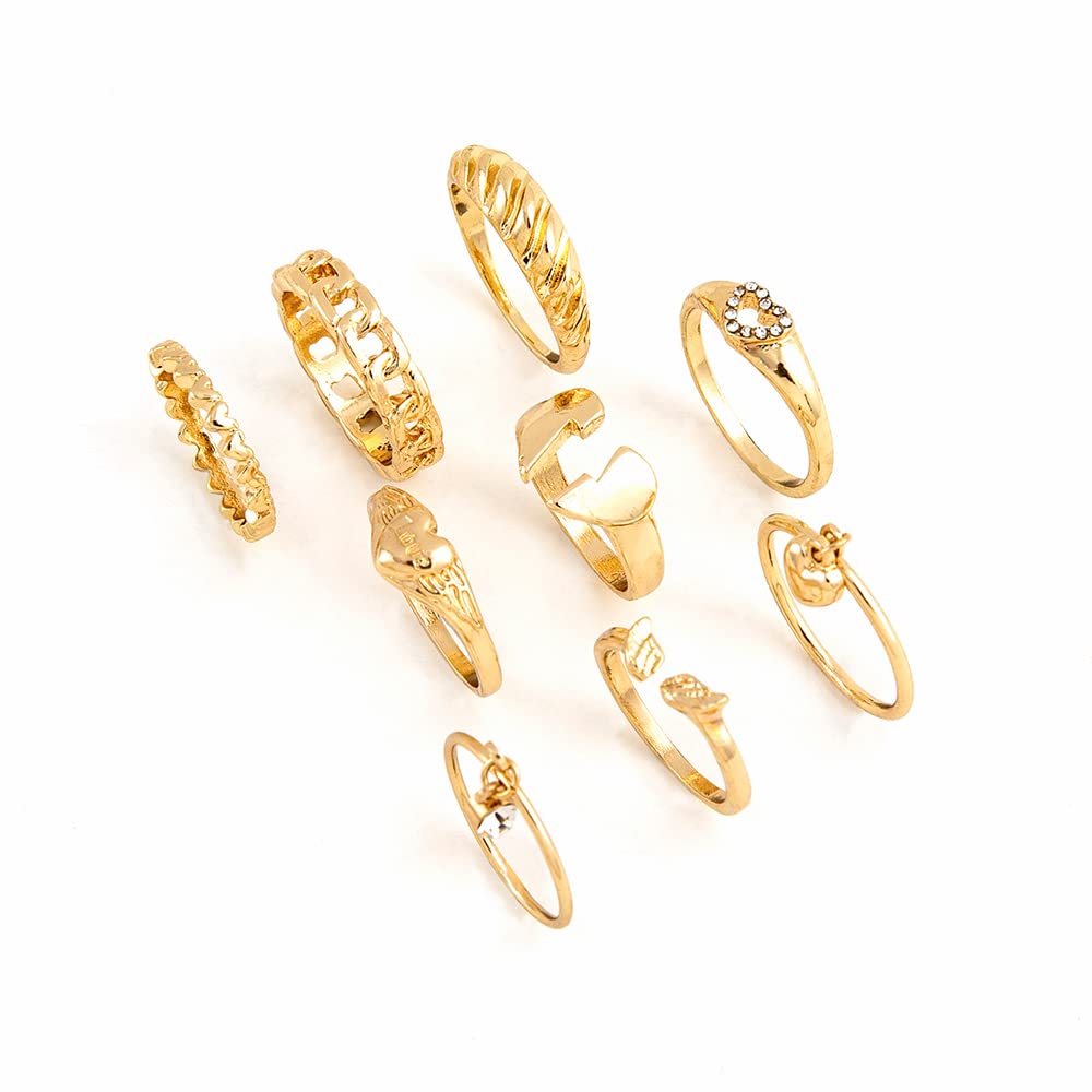 Shining Diva Fashion Latest Stylish Metal Boho Midi Finger Rings for Women and Girls - Set of 9 (14220r), Golden (B0B5DZWCYM) Amazon Price History, Amazon Price Tracker