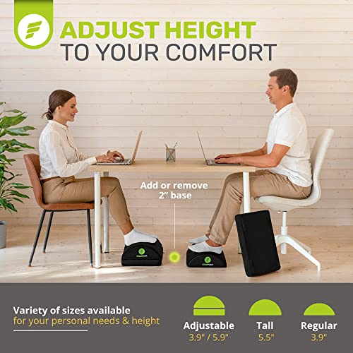 Image of ErgoFoam Foot Rest for Under Desk at Work - Chiropractor Endorsed 2in1 Adjustable Premium Under Desk Footrest - Ergonomic Desk Foot Rest with High-Density Compression-Resistant Soft Foam (Black, Mesh)