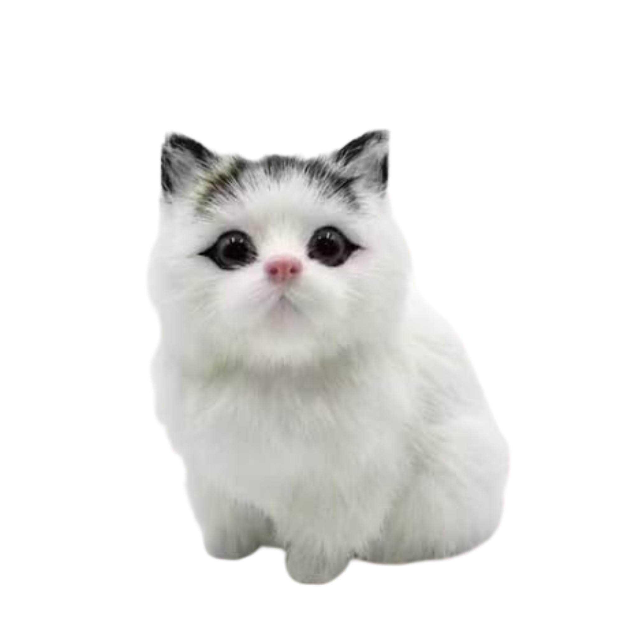 Realistic Fluffy White Kitten Plush Toy Lifelike Cat Soft Stuffed Animal Figurine Cute Decorative Toy for Kids Girls Boys Bedroom Nursery Home Car Desk Decoration Gift-picture-29
